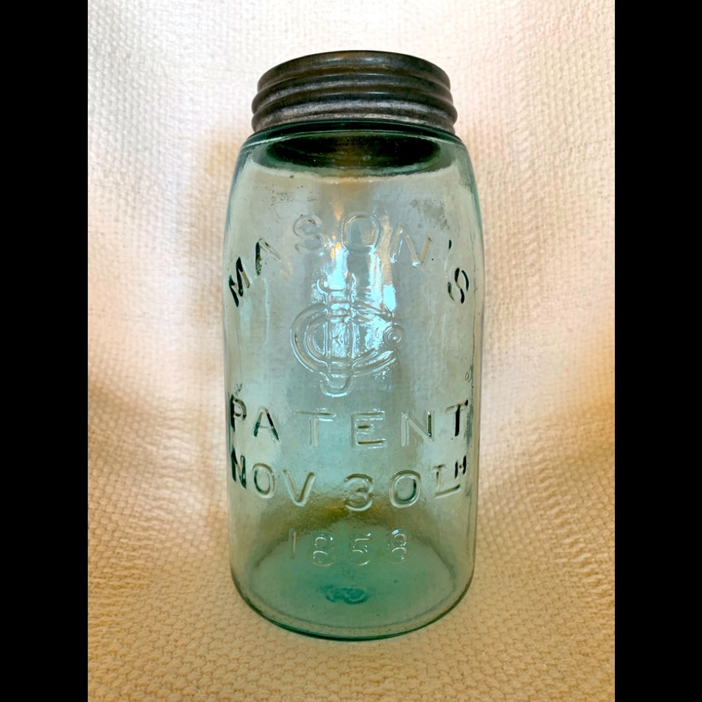 Antique Mason jar. Patent November 30th, 1858.